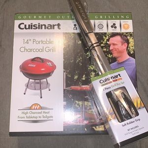NEW charcoal grill + Cuisinart BBQ Professional Grilling Tool Set